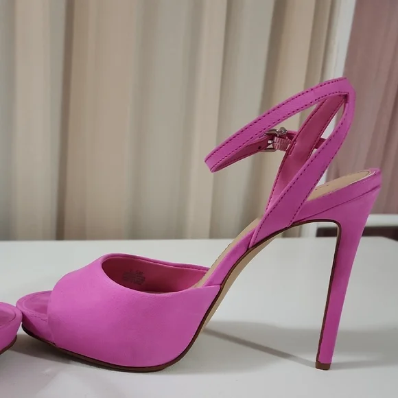 Gianni Bini Pink Stiletto Heels with Ankle Strap - Picture 6 of 7